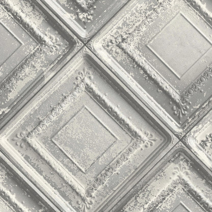 Gramercy Tin Tiles Wallpaper In Grey By Woodchip & Magnolia