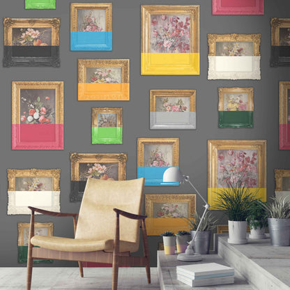 Floral Still life' Wallpaper - Grey