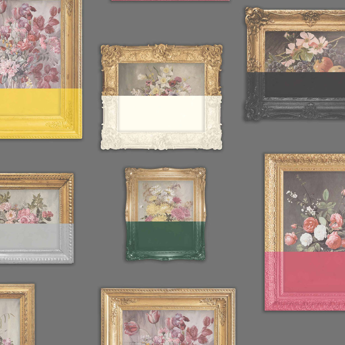 Floral Still life' Wallpaper - Grey
