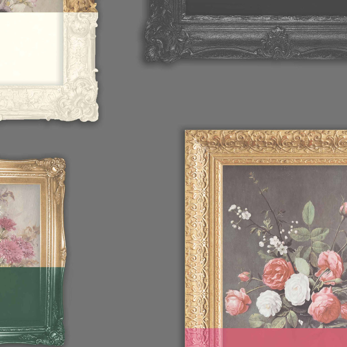 Floral Still life' Wallpaper - Grey