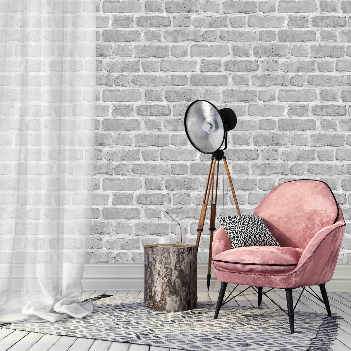 Grey Brick Effect Wallpaper by Woodchip & Magnolia