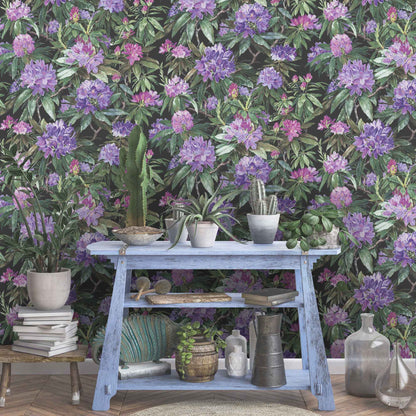 Rhododendron Purple & Black Wallpaper