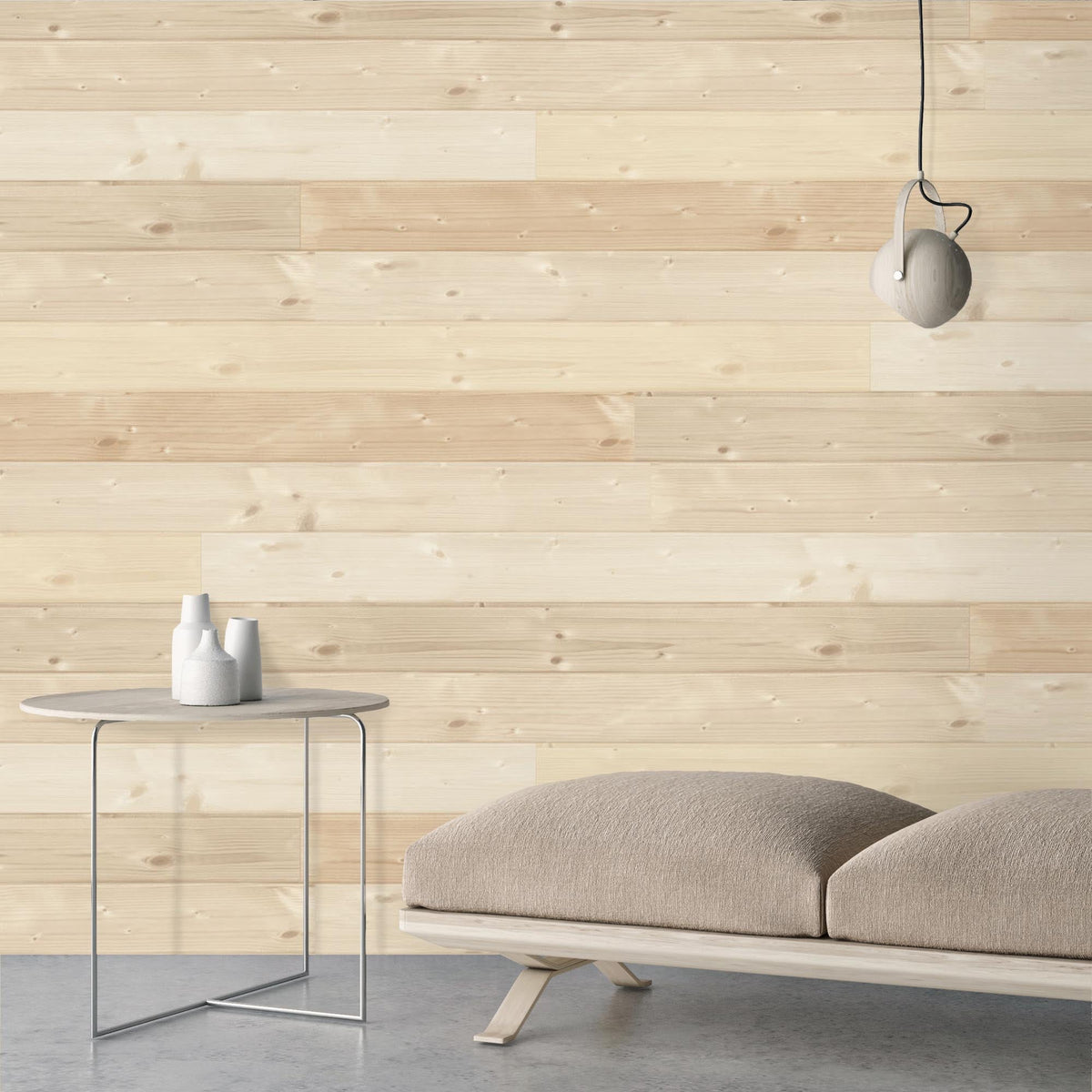 Swedish sauna wood plank wallpaper by Woodchip & Magnolia