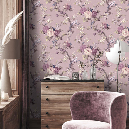 Dawn Chorus Smokey Heather Wallpaper