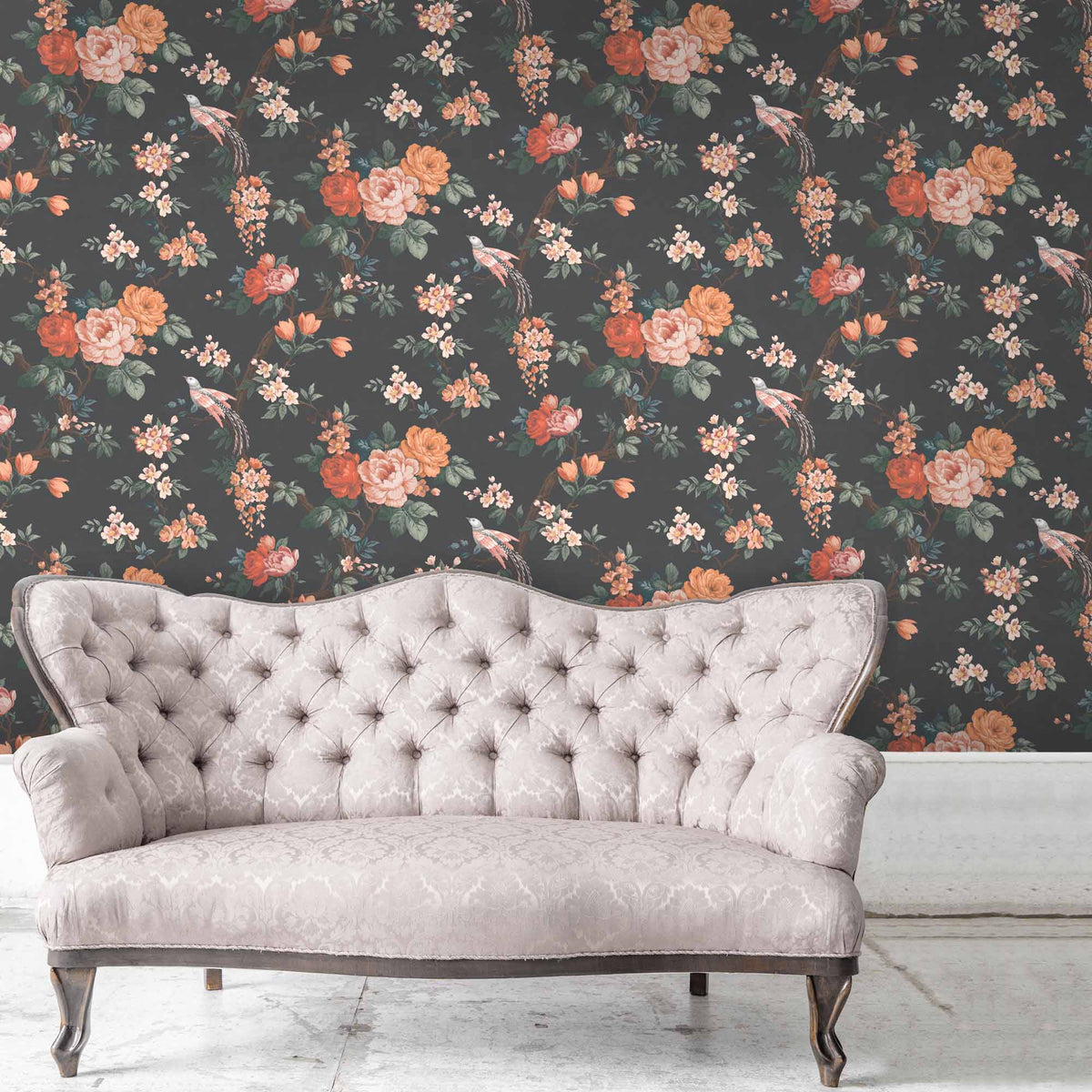 Dawn Chorus Noir Black Wallpaper