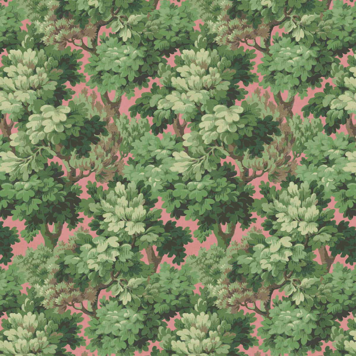 Broadhead Forest Grass Green/Salmon wallpaper by Woodchip & Magnolia