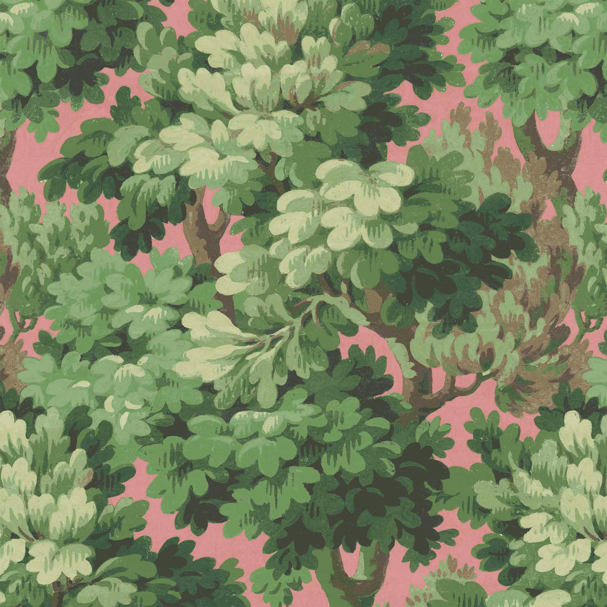 Broadhead Forest Grass Green/Salmon wallpaper by Woodchip & Magnolia