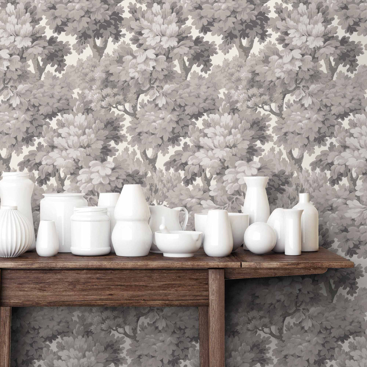 Broadhead Forest Dove wallpaper by Woodchip & Magnolia