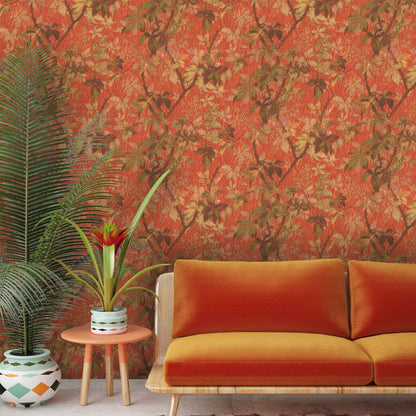 Tropic Coral Red wallpaper by Woodchip & Magnolia