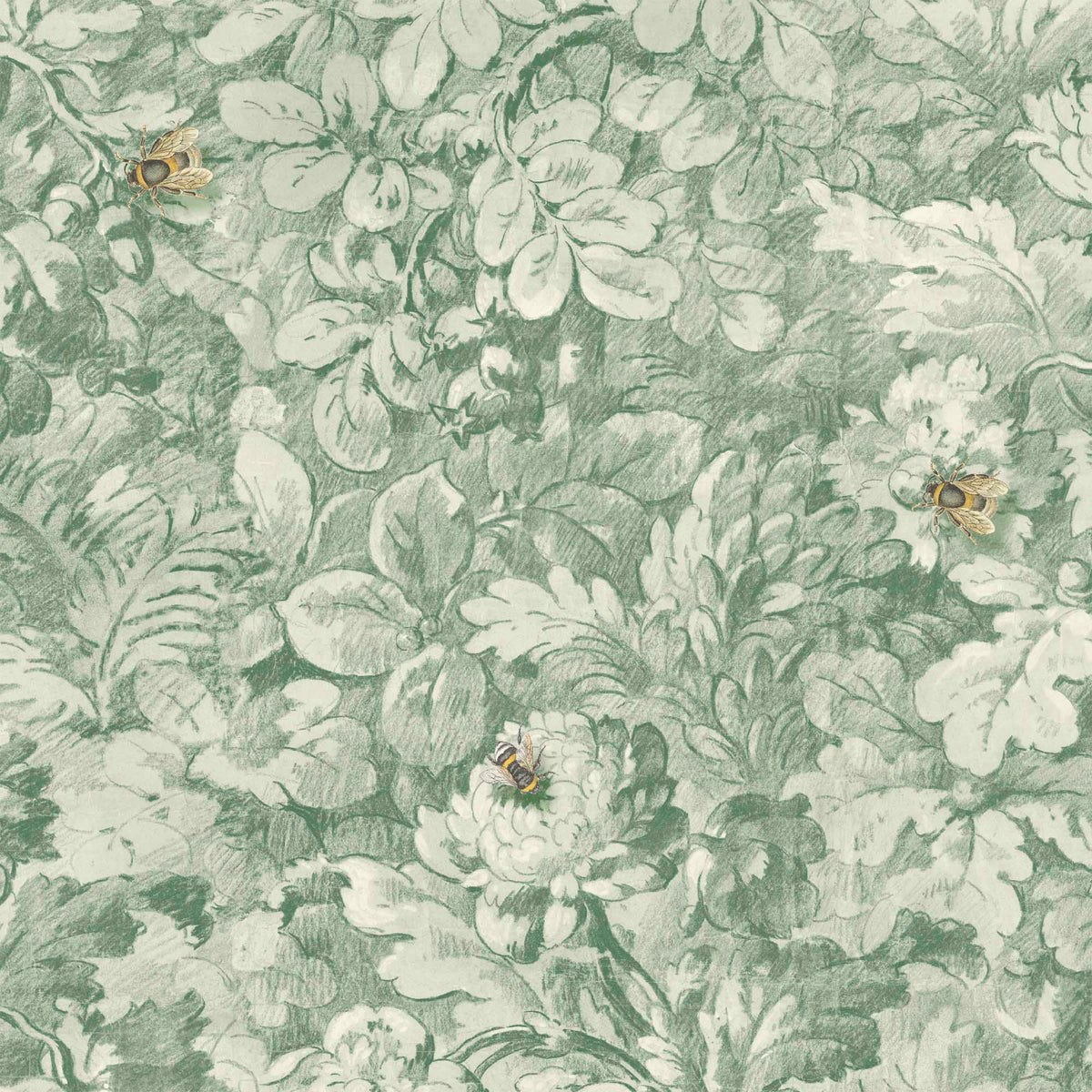 Busy Bee Moss Green wallpaper by Woodchip & Magnolia