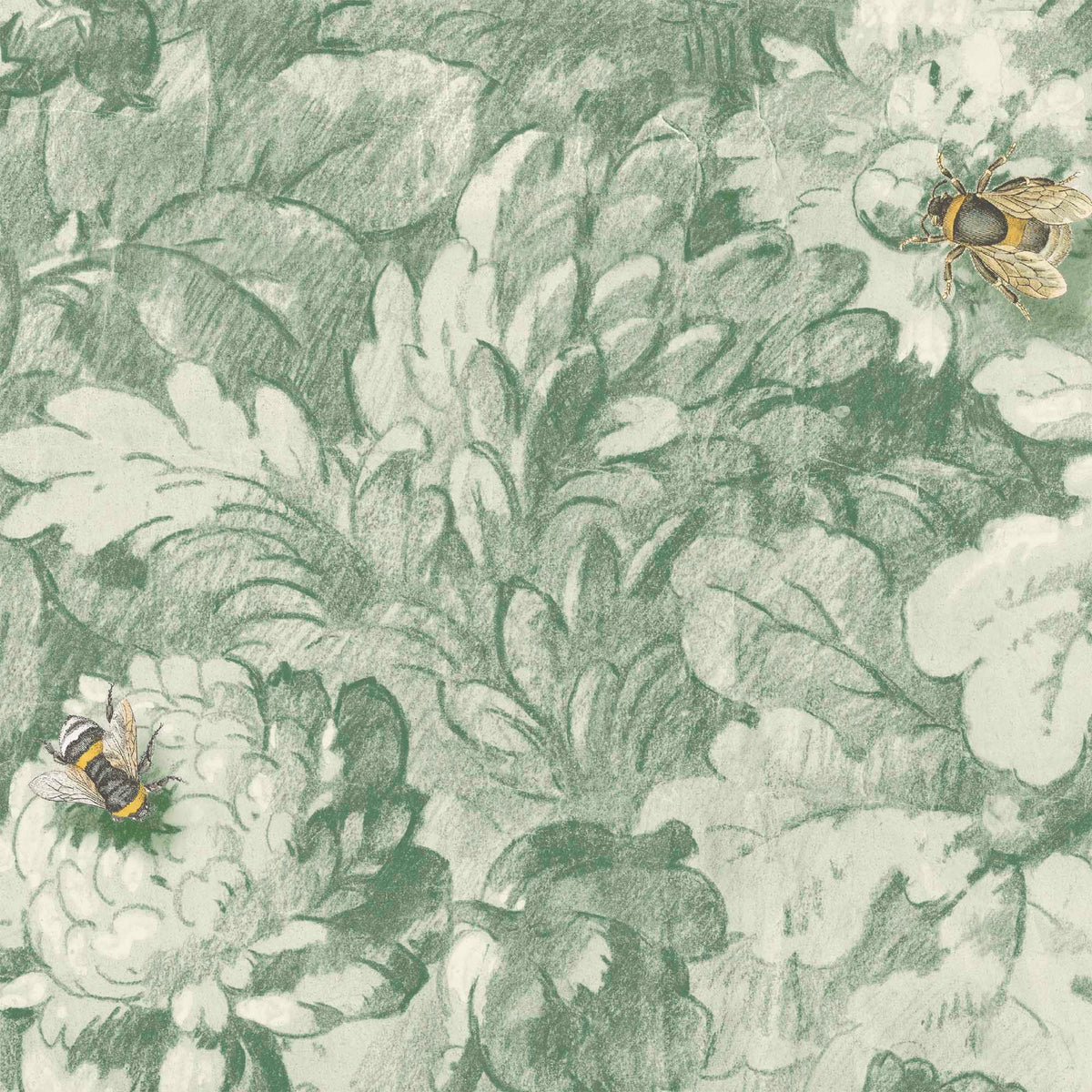Busy Bee Moss Green wallpaper by Woodchip & Magnolia