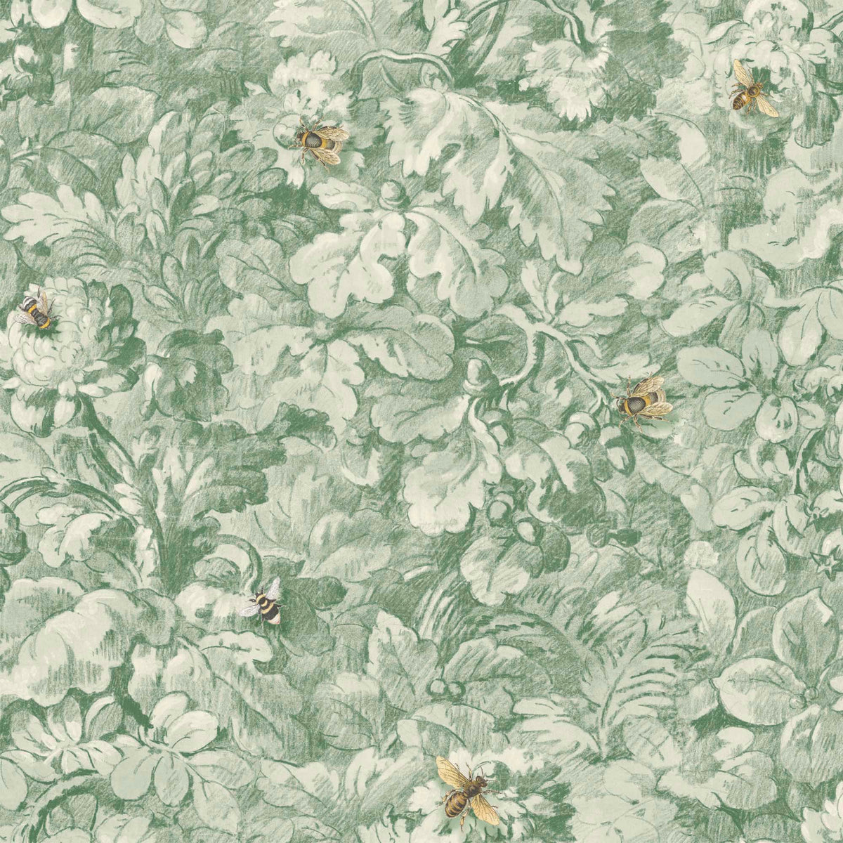 Busy Bee Moss Green wallpaper by Woodchip & Magnolia