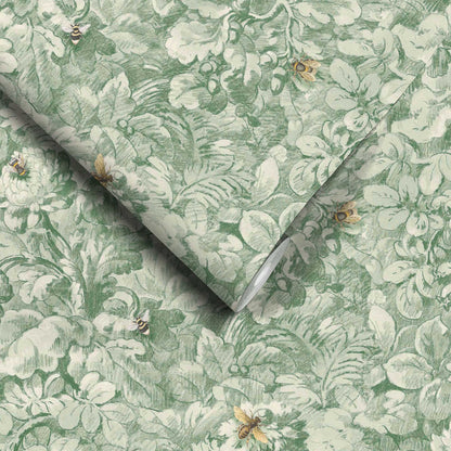 Busy Bee Moss Green wallpaper by Woodchip & Magnolia