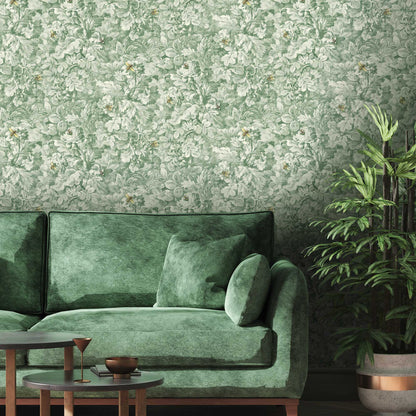 Busy Bee Moss Green wallpaper by Woodchip & Magnolia