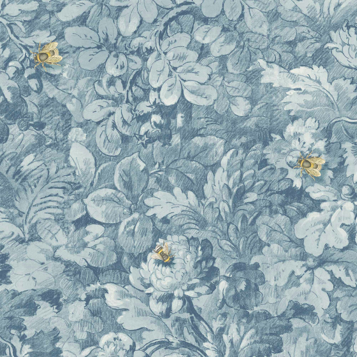 Busy Bee Reservoir Blue wallpaper by Woodchip & Magnolia