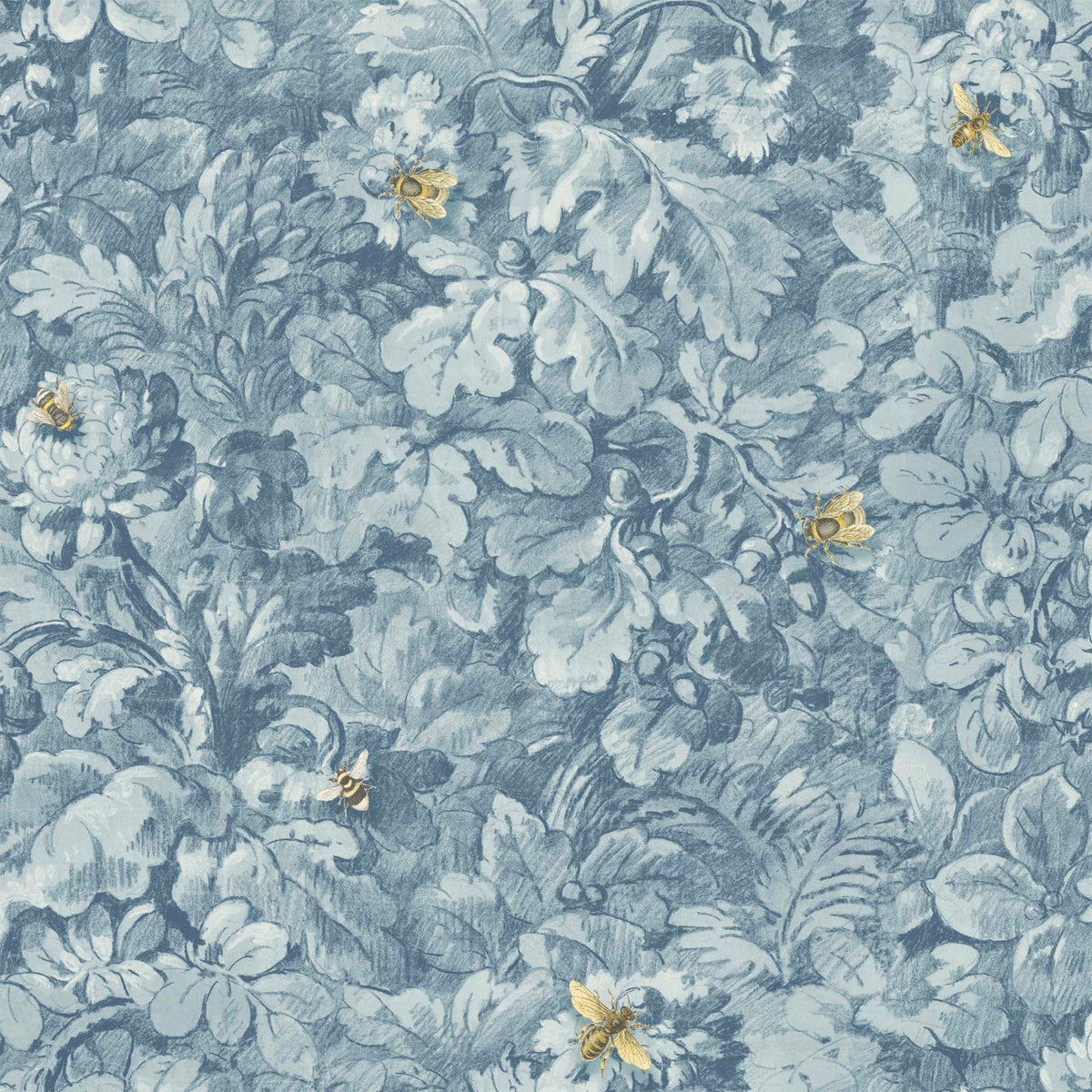 Busy Bee Reservoir Blue wallpaper by Woodchip & Magnolia