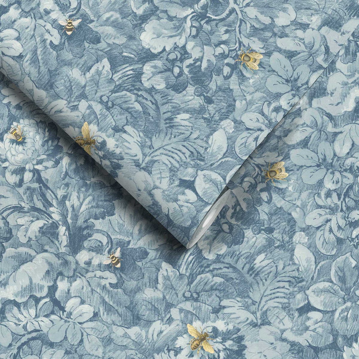Busy Bee Reservoir Blue wallpaper by Woodchip & Magnolia