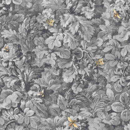 Busy Bee Charcoal wallpaper by Woodchip & Magnolia