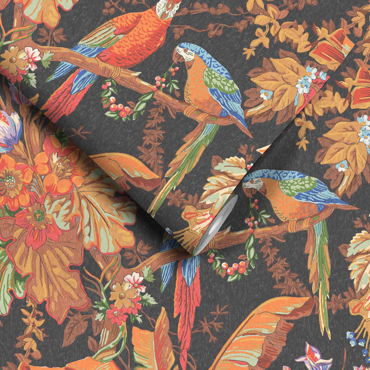 Parrot Talk Terracotta Sunset wallpaper by Woodchip & Magnolia