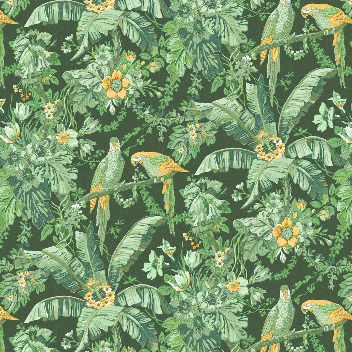 Parrot Talk Lush Green wallpaper by Woodchip & Magnolia