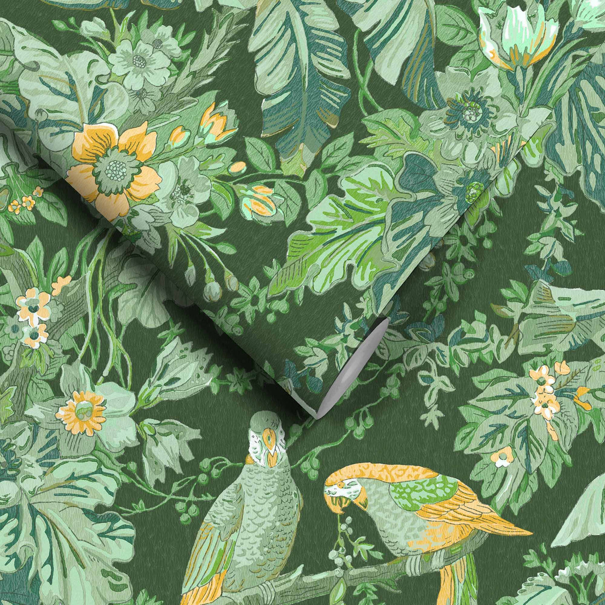 Parrot Talk Lush Green wallpaper by Woodchip & Magnolia