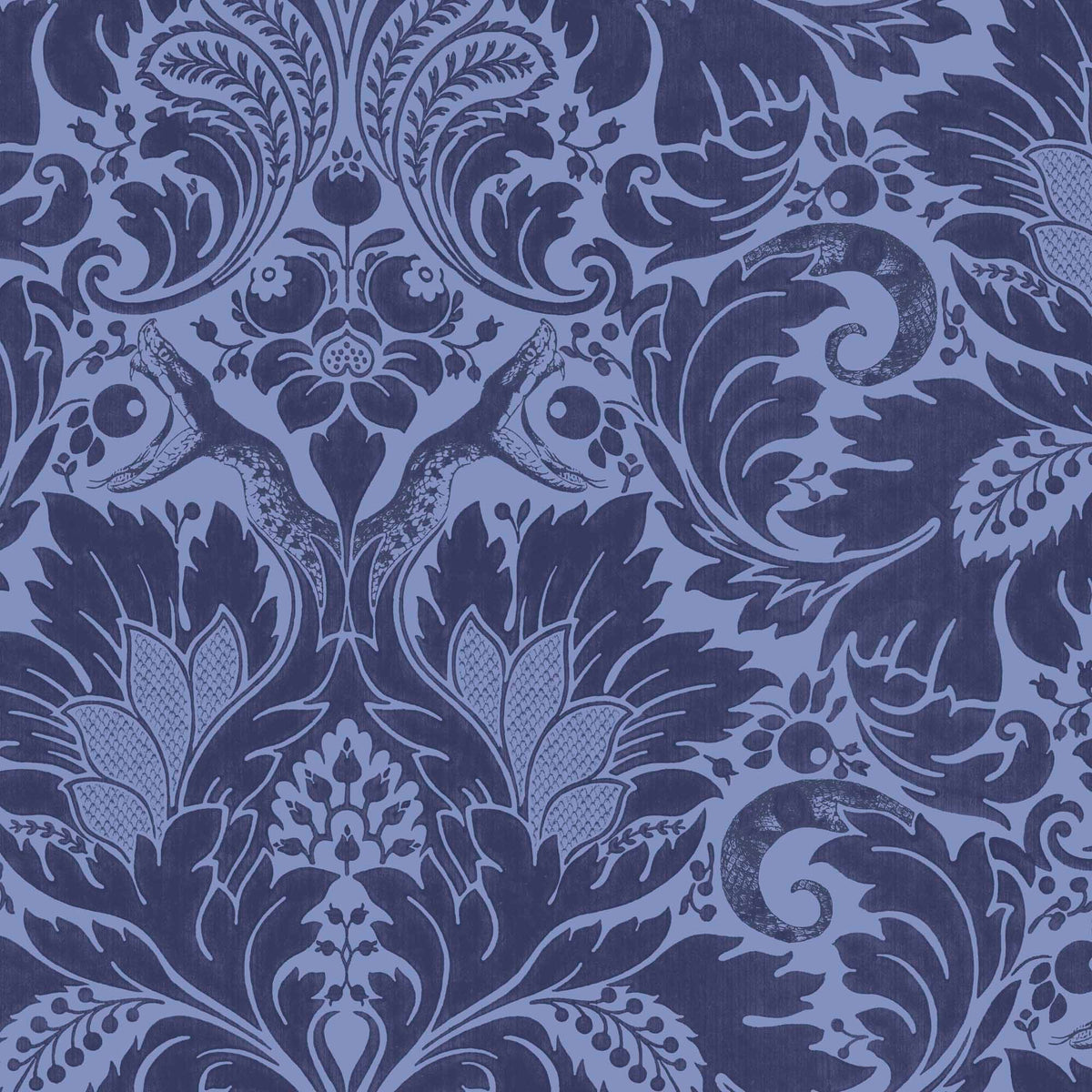 Fearless Serpent Damask Deep Blue Wallpaper By Woodchip & Magnolia