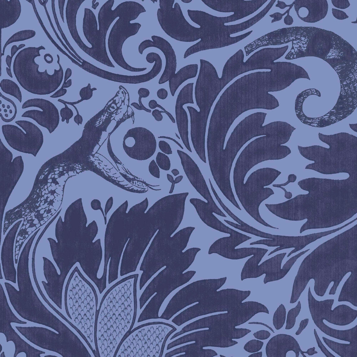 Fearless Serpent Damask Deep Blue Wallpaper By Woodchip & Magnolia
