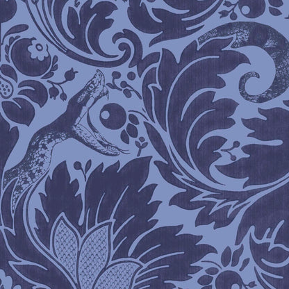 Fearless Serpent Damask Deep Blue Wallpaper By Woodchip & Magnolia