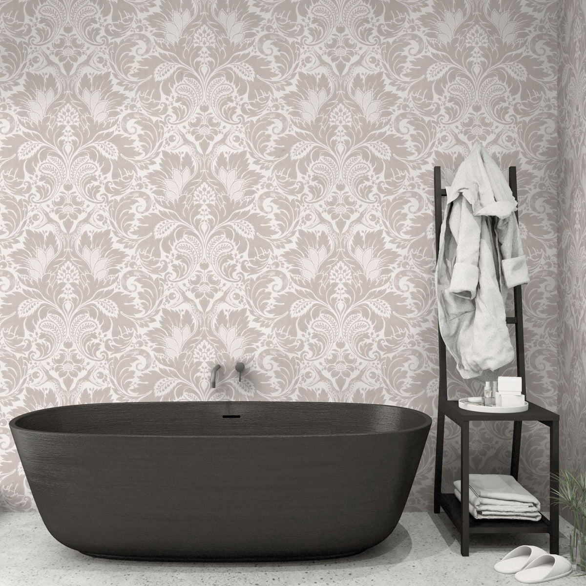 Fearless Stone Damask Wallpaper