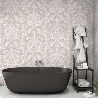 Fearless Stone Damask Wallpaper