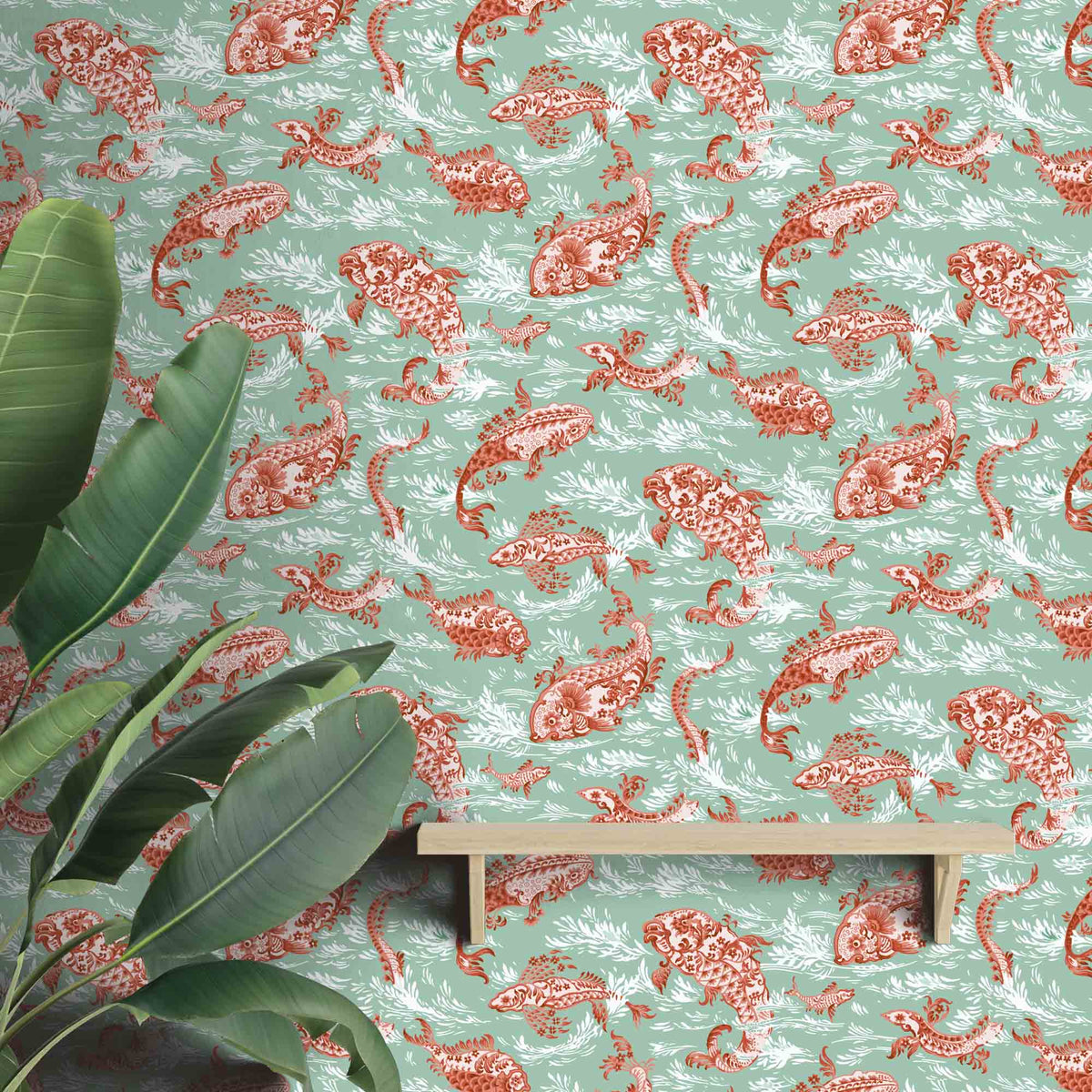 Magical Lagoon Mint/Orange Wallpaper