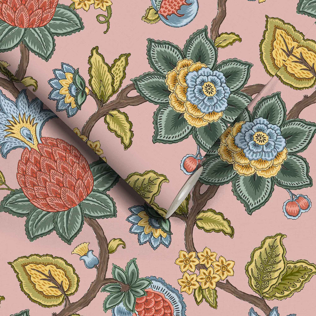 Doris Jacobean Plaster Pink wallpaper by Woodchip & Magnolia