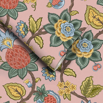 Doris Jacobean Plaster Pink wallpaper by Woodchip & Magnolia