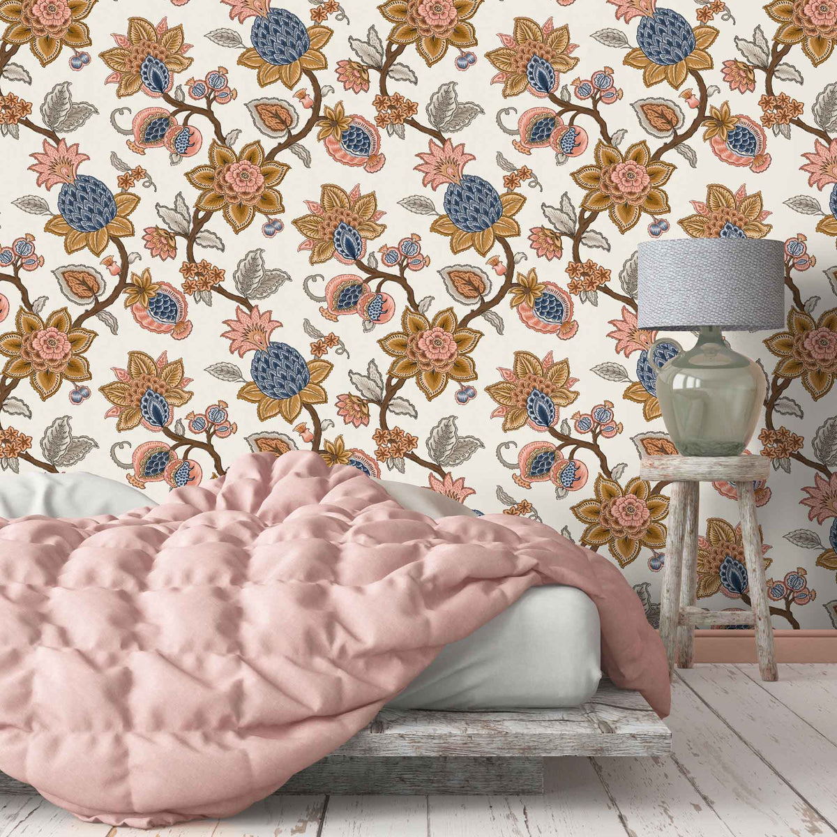 Doris Jacobean Ink Blue wallpaper by Woodchip & Magnolia
