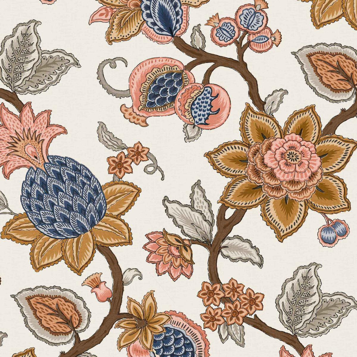 Doris Jacobean Turmeric wallpaper by Woodchip & Magnolia
