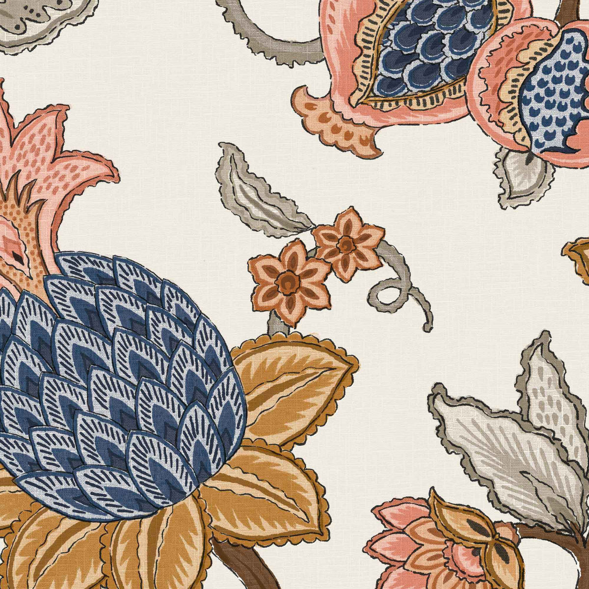 Doris Jacobean Turmeric wallpaper by Woodchip & Magnolia