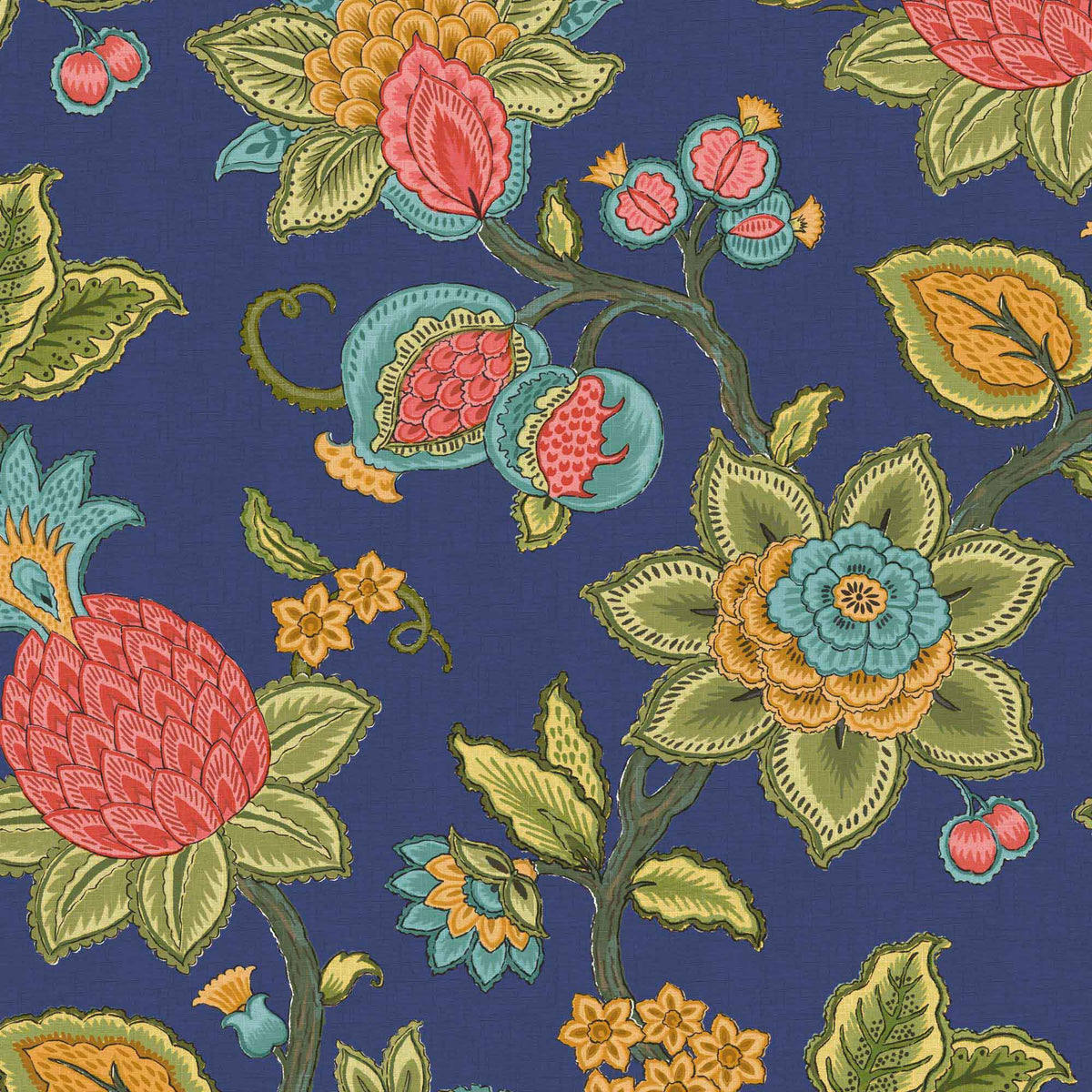 Doris Jacobean Ink Blue wallpaper by Woodchip & Magnolia