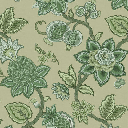 Doris Jacobean Green on Green wallpaper by Woodchip & Magnolia
