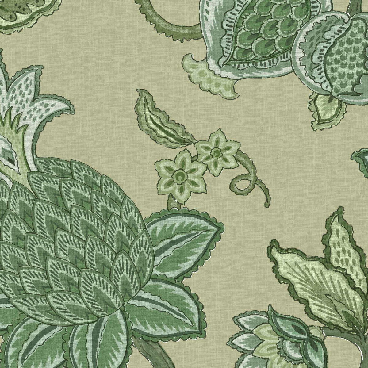 Doris Jacobean Green on Green wallpaper by Woodchip & Magnolia