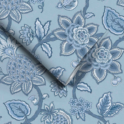 Doris Jacobean Blue on Blue wallpaper by Woodchip & Magnolia