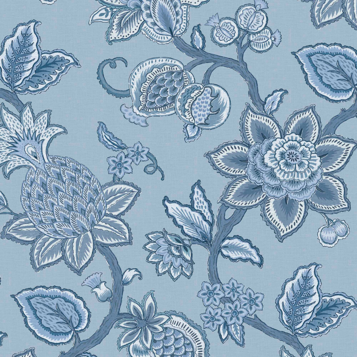 Doris Jacobean Blue on Blue wallpaper by Woodchip & Magnolia