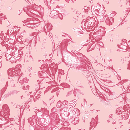 Plumage Peony Pink Botanical Bird Wallpaper By Woodchip & Magnolia