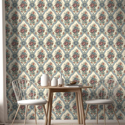 Victoriana Celestial Blue Wallpaper