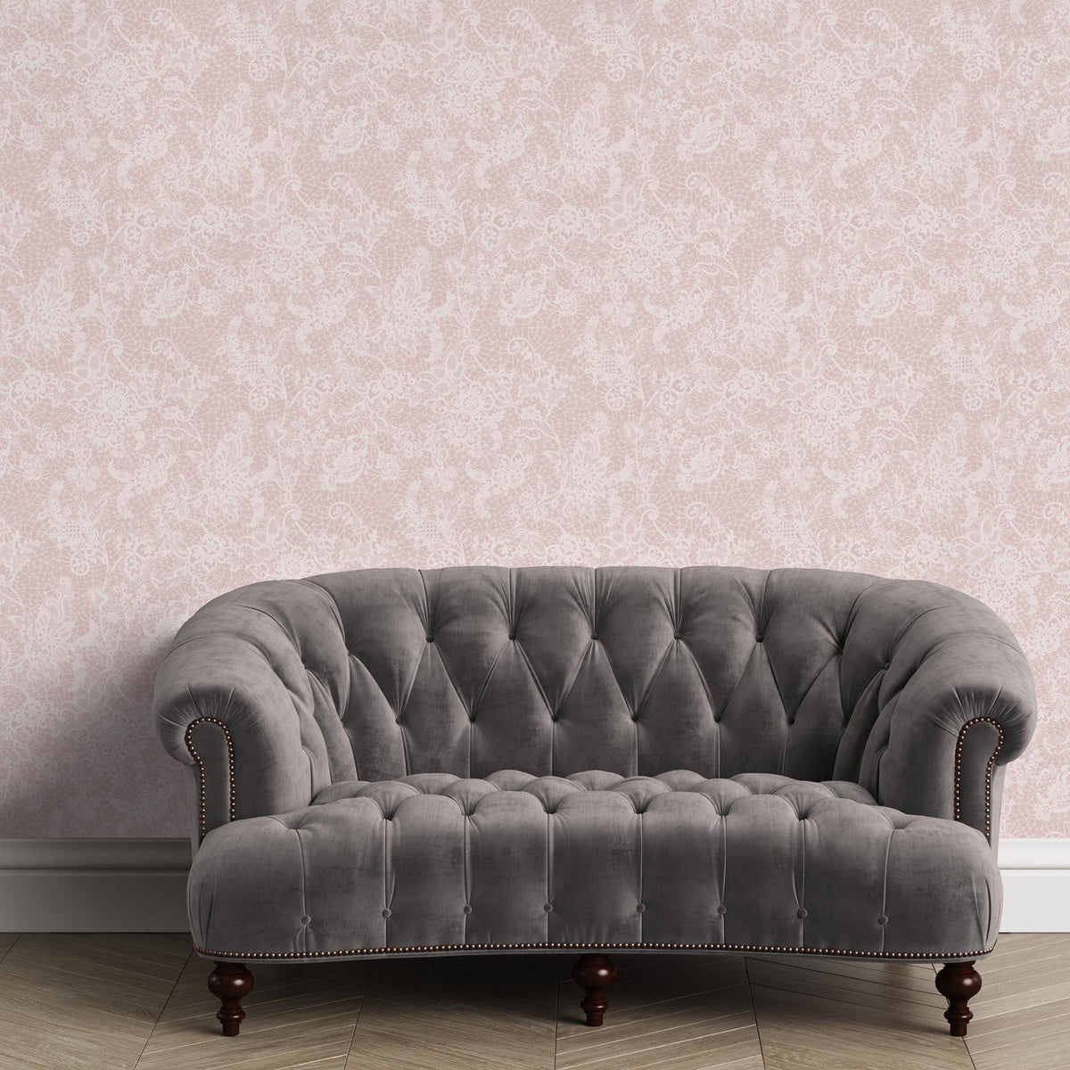 Heirloom Lace Powder Pink Wallpaper
