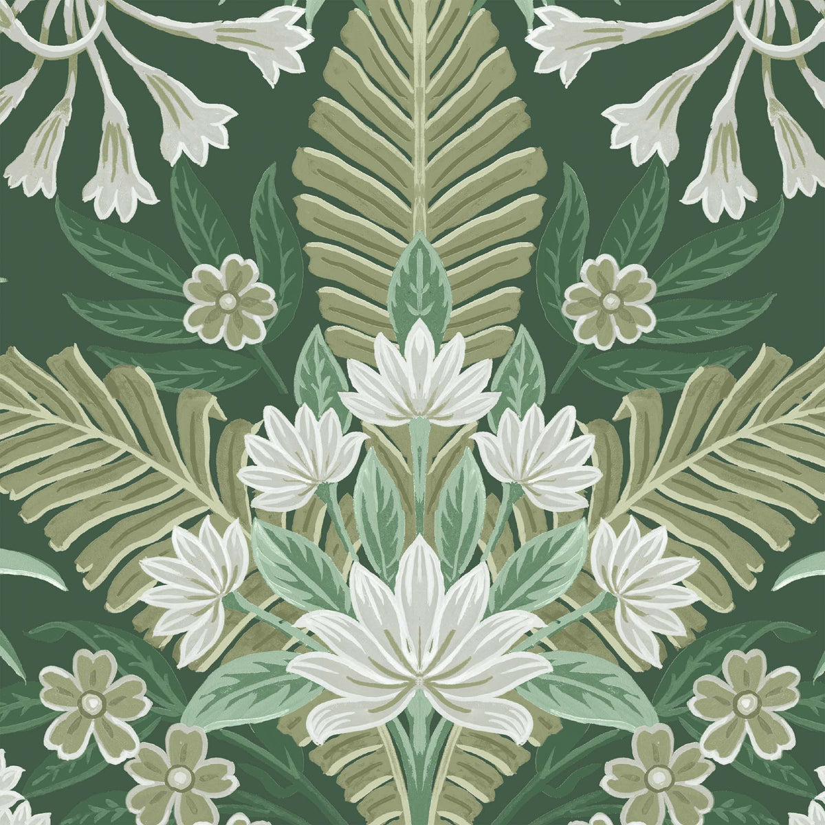 Mirk Moss Green wallpaper by Woodchip & Magnolia