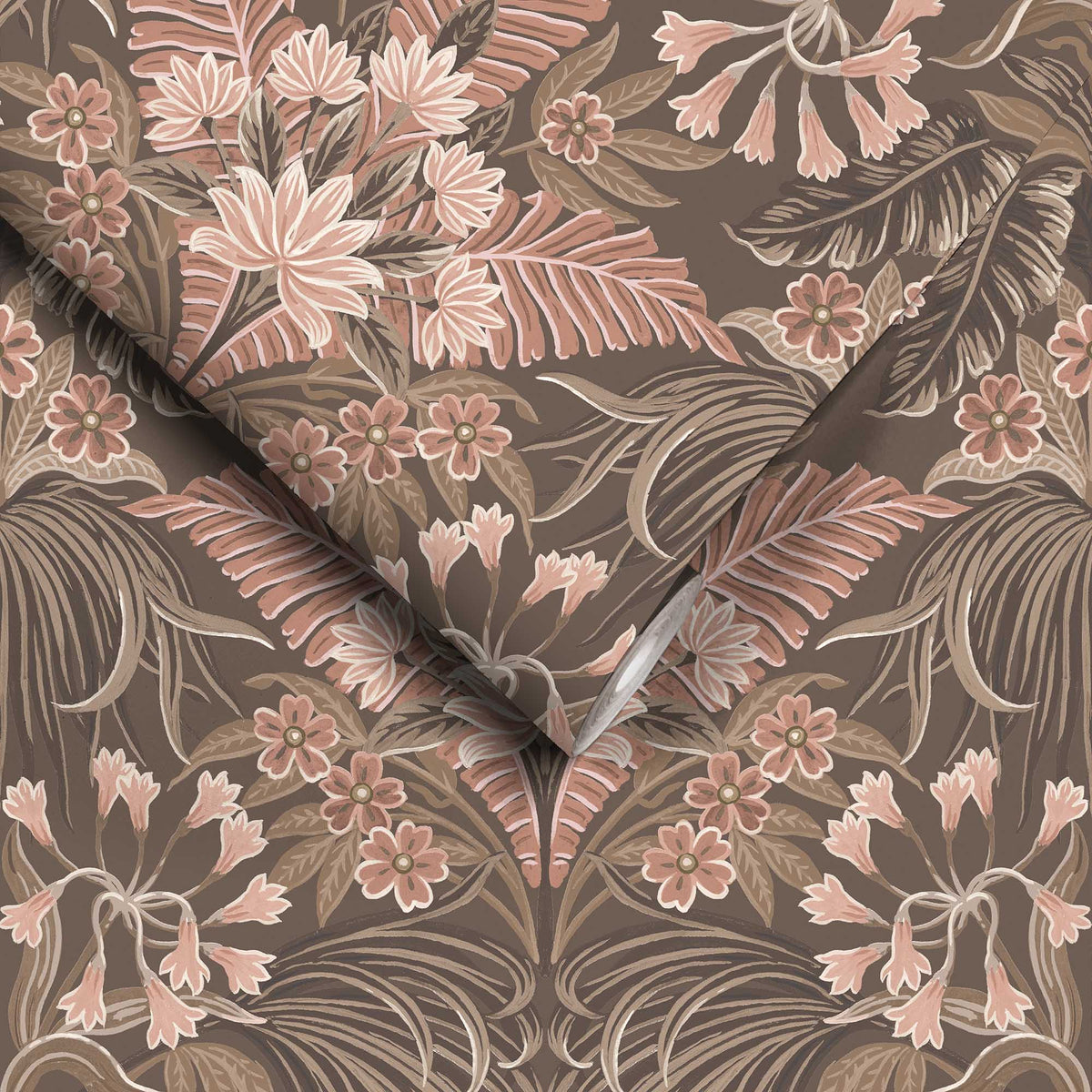 Mirk Peat Brown wallpaper by Woodchip & Magnolia