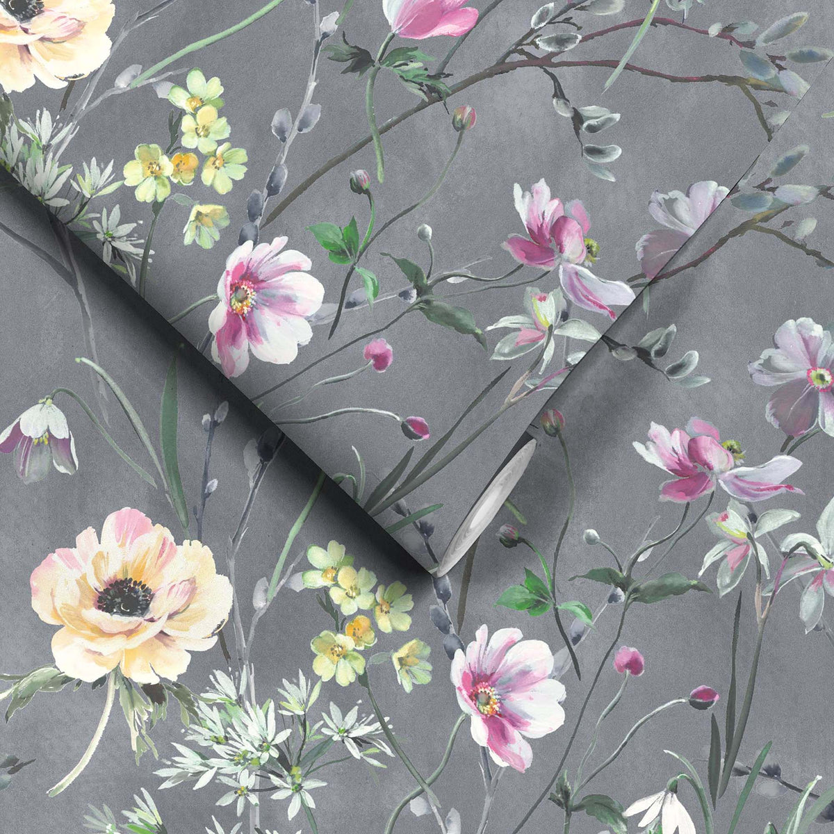 Maytime Dusky Grey wallpaper by Woodchip & Magnolia