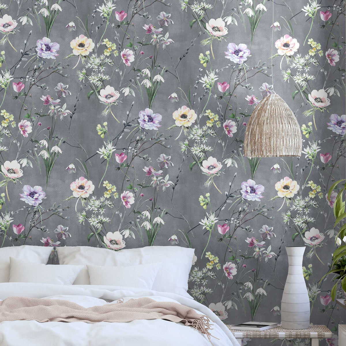 Maytime Dusky Grey wallpaper by Woodchip & Magnolia