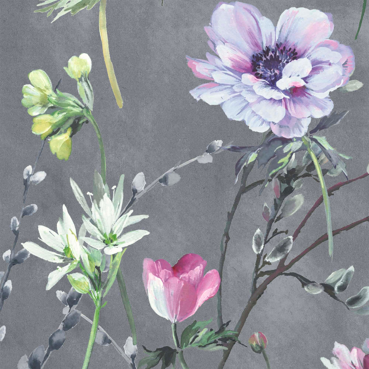 Maytime Dusky Grey wallpaper by Woodchip & Magnolia
