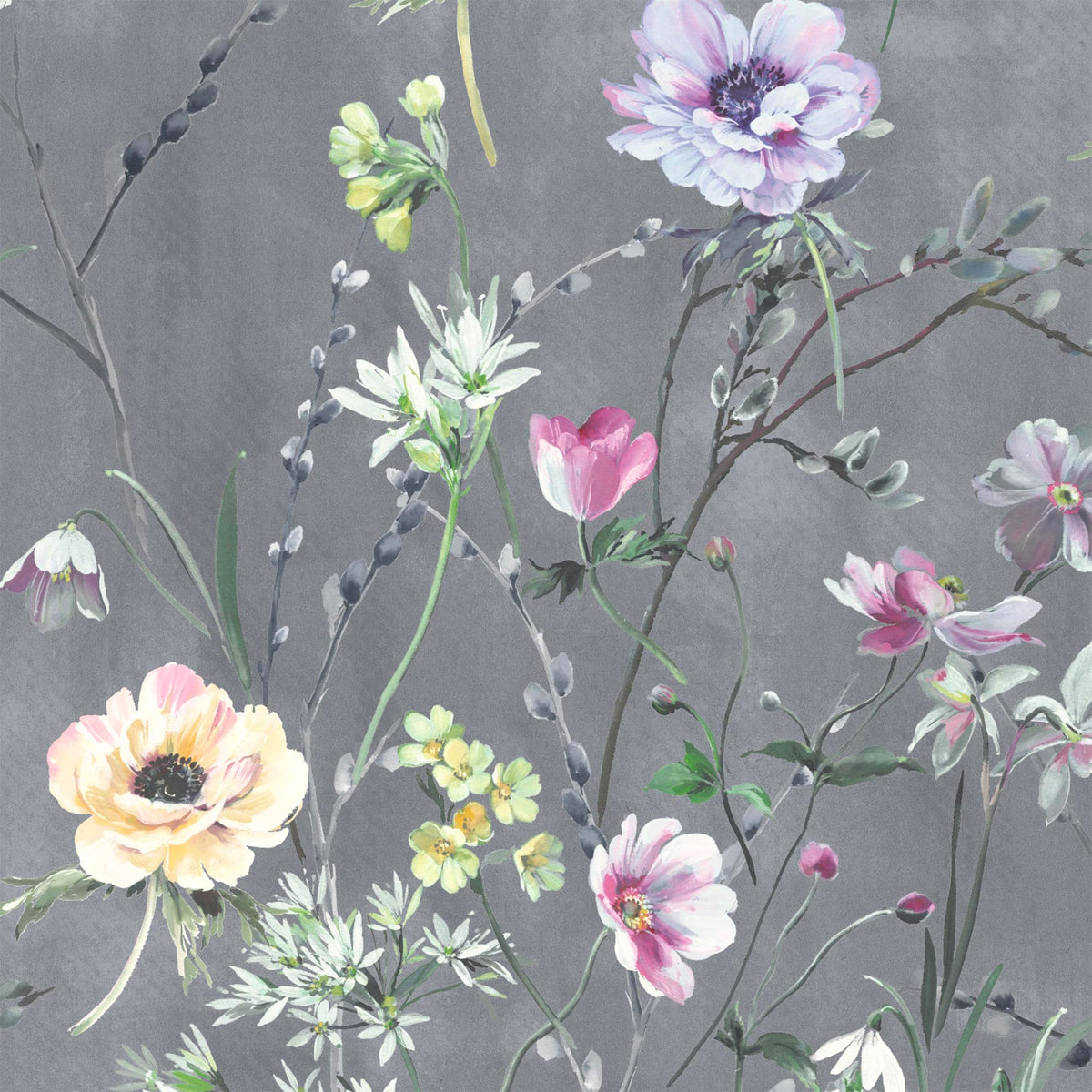 Maytime Dusky Grey wallpaper by Woodchip & Magnolia